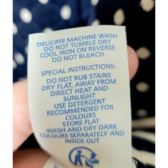 Boden Dress 14R Polka Dot Quilted 3/4 Sleeve Classic Stretch Pockets Knit Blue - Picture 8 of 16